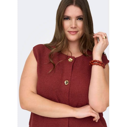 ONLY CARMAKOMA gebreid vest rood afbeelding
