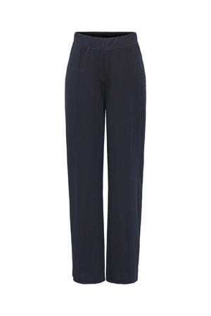 straight high waist casual broek donkerblauw