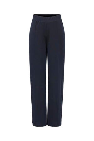 straight high waist casual broek donkerblauw