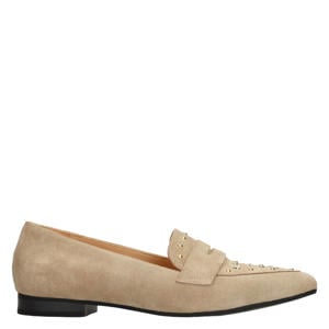 suède loafers met studs beige
