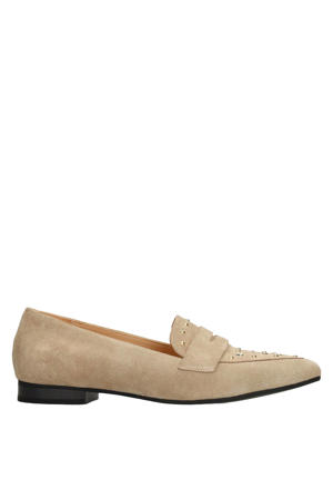 suède loafers met studs beige