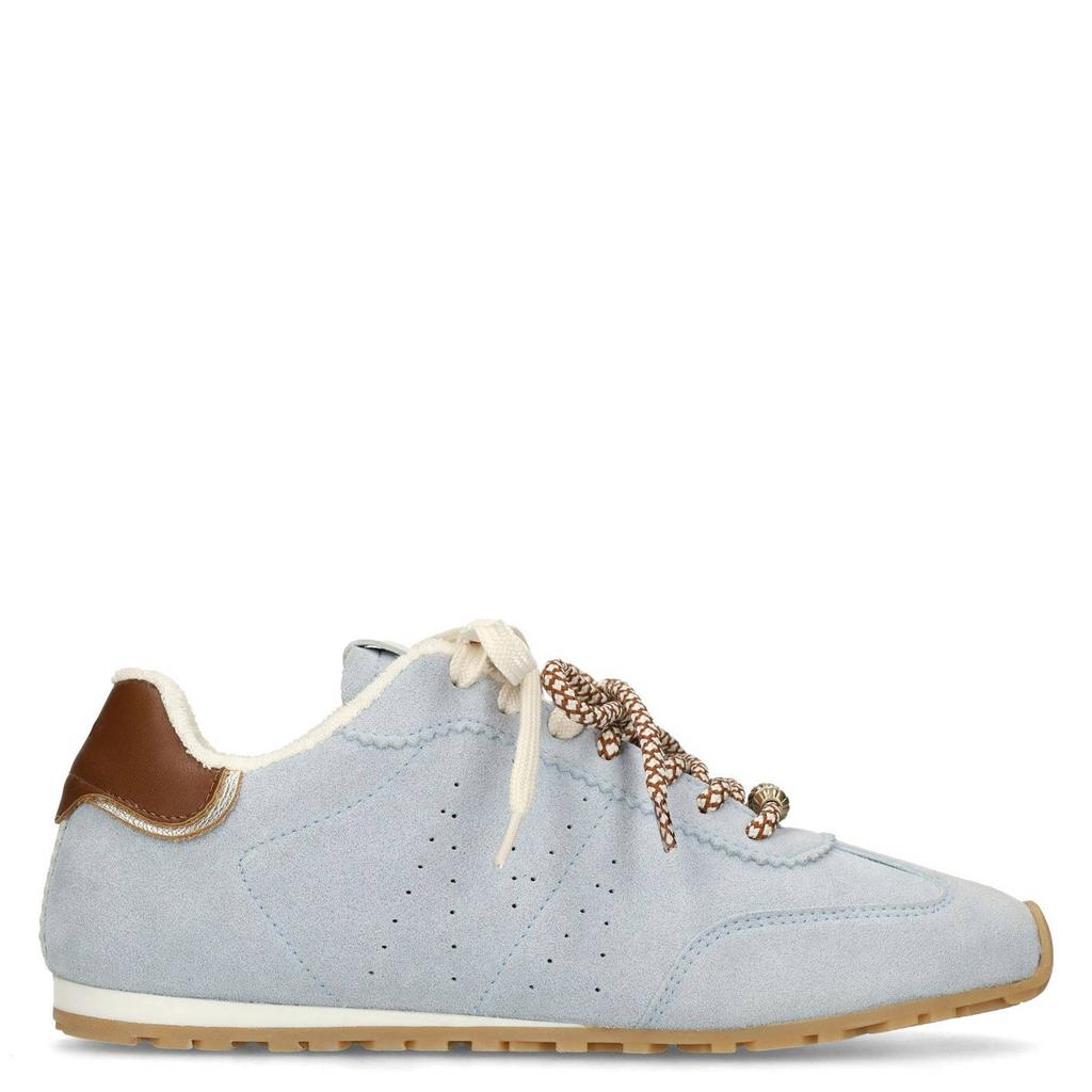 Lichtblauwe dames Manfield suède sneakers met veters