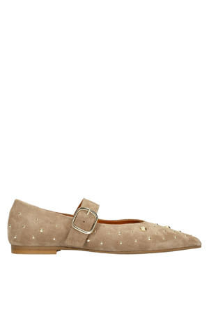 suède loafers met studs beige