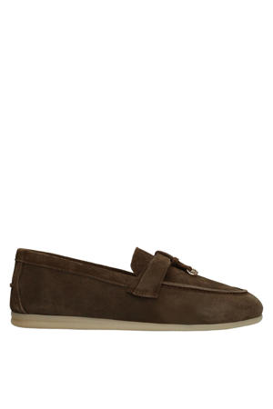 suède loafers donkerbruin