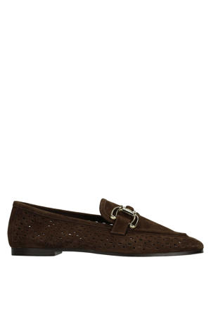 suède loafers donkerbruin