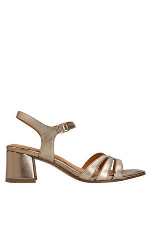 leren sandalettes brons