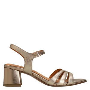 leren sandalettes brons