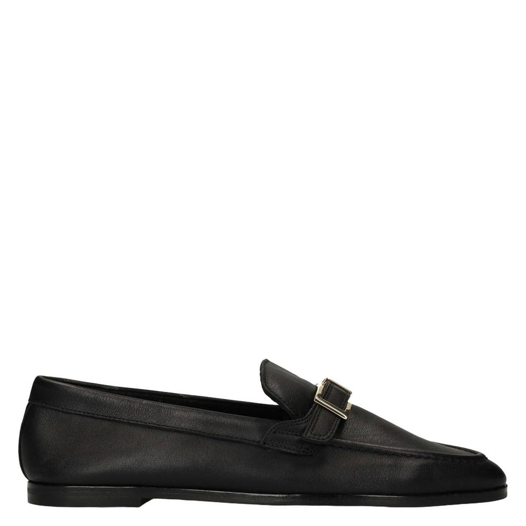 Zwarte dames Manfield leren loafers