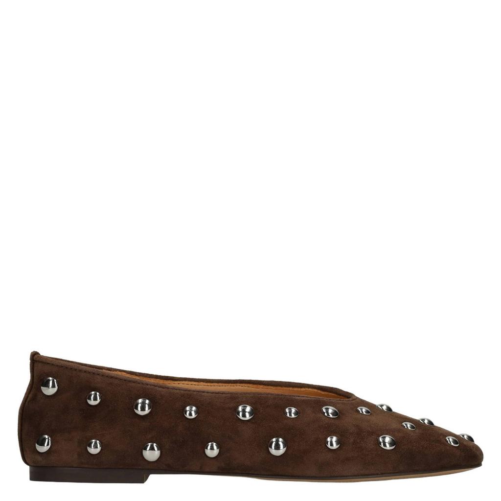 Donkerblauwe dames Manfield suède ballerina's met studs