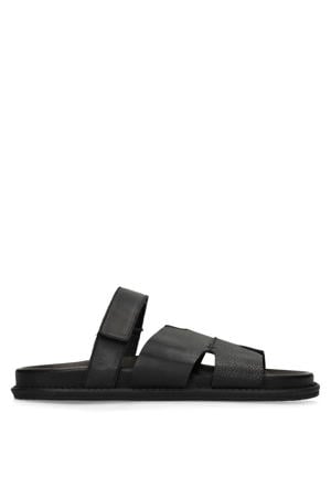 leren slippers zwart
