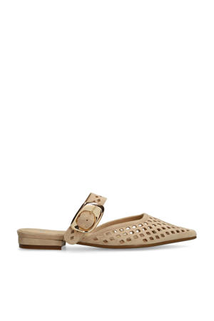suède muiltjes beige