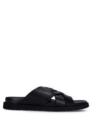 leren slippers zwart