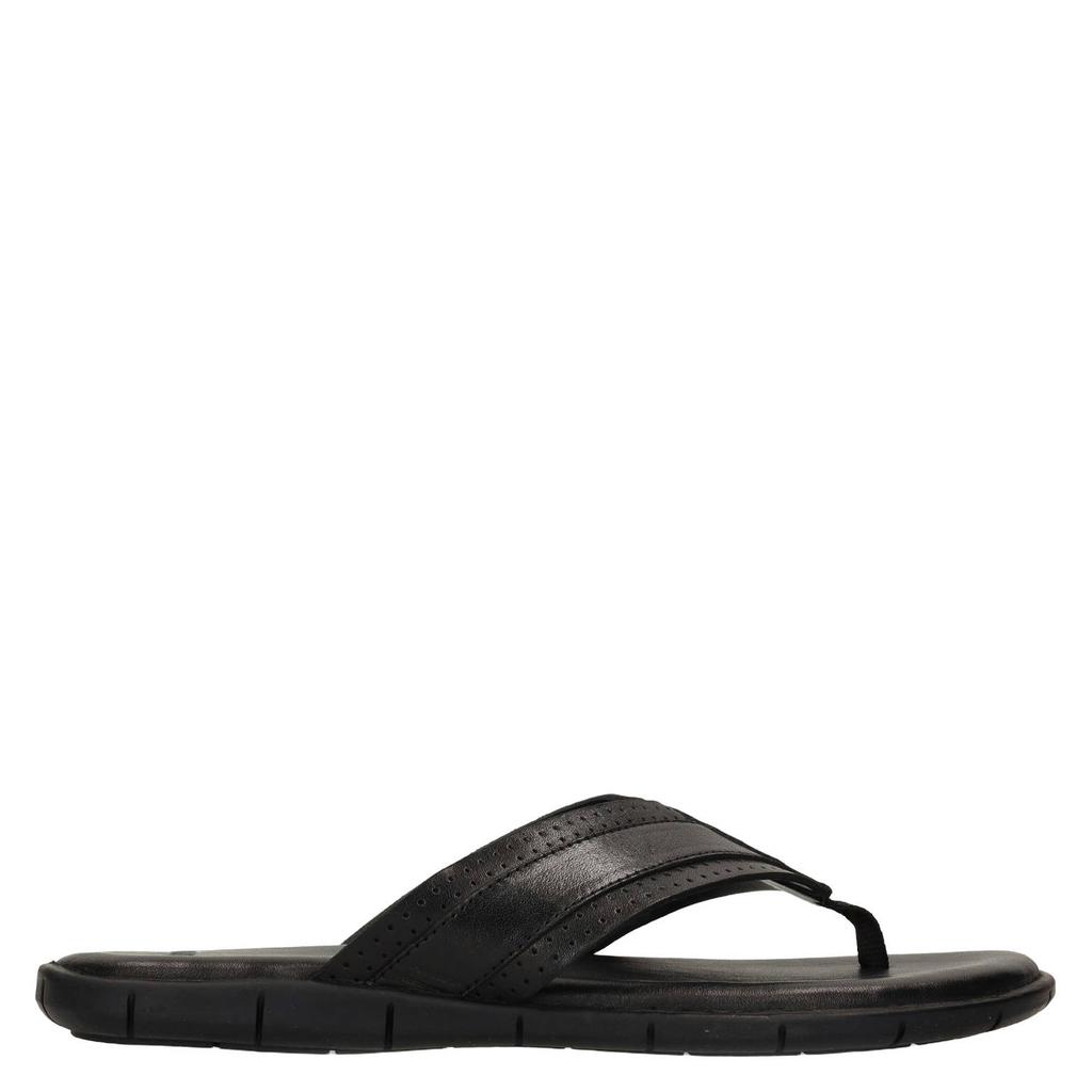 Zwarte heren Manfield leren teenslippers
