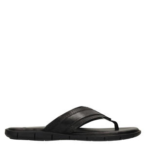 leren teenslippers zwart