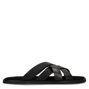 leren slippers zwart