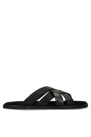 leren slippers zwart