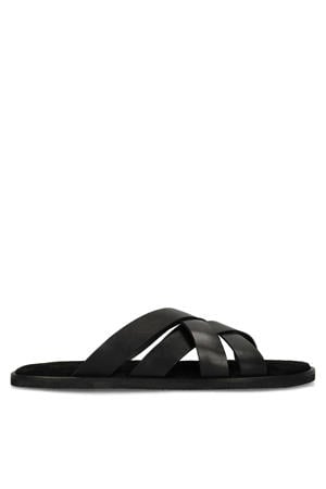 leren slippers zwart