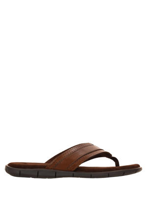leren teenslippers bruin
