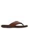 Manfield leren teenslippers bruin