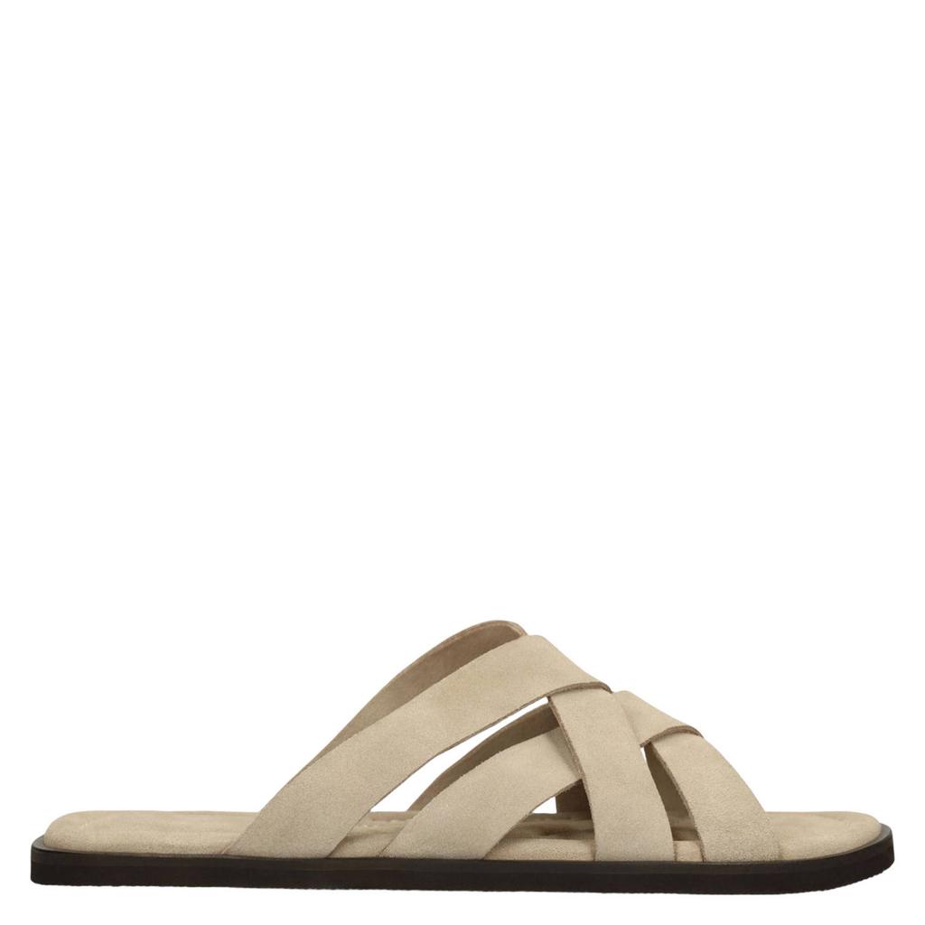 Beige heren Manfield suède slippers van leer