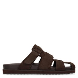 suède slippers donkerbruin