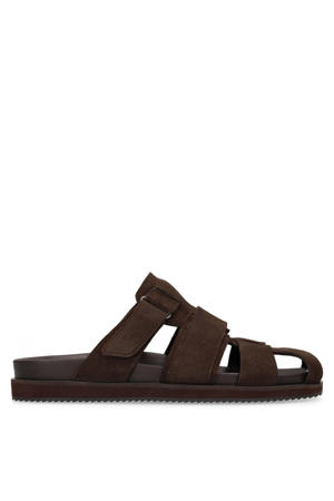 suède slippers donkerbruin