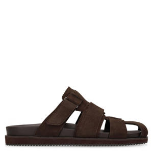 suède slippers donkerbruin