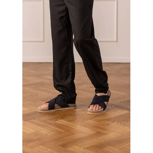 Manfield suède slippers donkerblauw afbeelding
