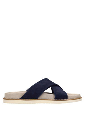 suède slippers donkerblauw
