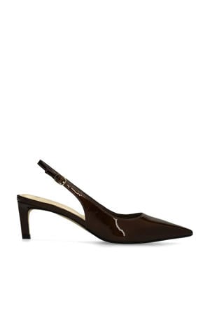 lakleren slingback pumps bruin