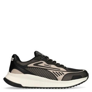 leren sneakers beige/zwart