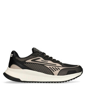 leren sneakers beige/zwart