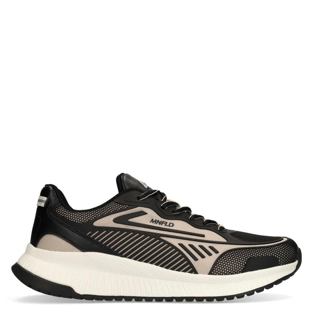Beige en zwarte heren Manfield leren sneakers met veters