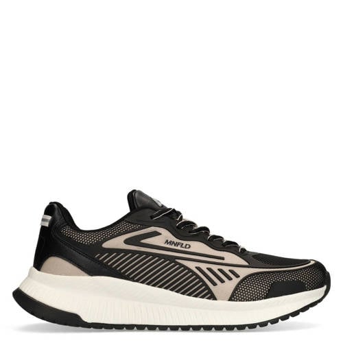 Manfield leren sneakers beige/zwart afbeelding