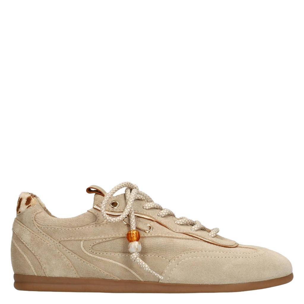 Beige dames Manfield suède sneakers met veters