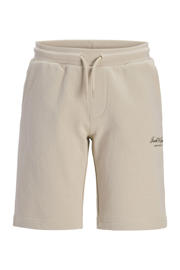 thumbnail: Beige jongens JACK & JONES JUNIOR regular waist sweatshort met elastische tailleband met koord en logo dessin