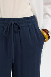 thumbnail: Selected straight high waist casual broek met linnen donkerblauw