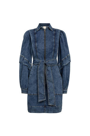 denim midi jurk dark blue denim