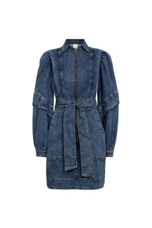 denim midi jurk dark blue denim