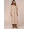 Gossia denim maxi jurk met borduursels en pofmouwen beige