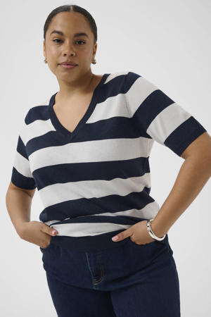 gestreepte top met glitter donkerblauw