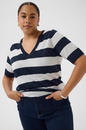 gestreepte top met glitter donkerblauw