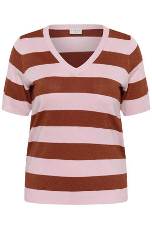 gestreepte top met glitter lichtroze