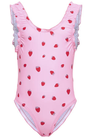 badpak met ruches roze/rood