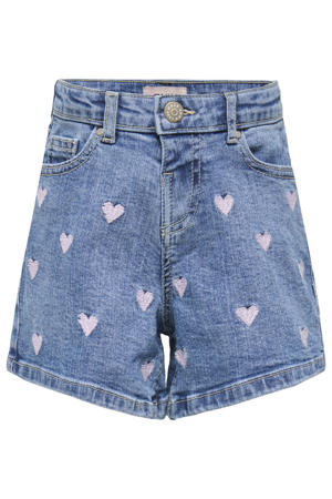 regular short met hartjes light blue denim