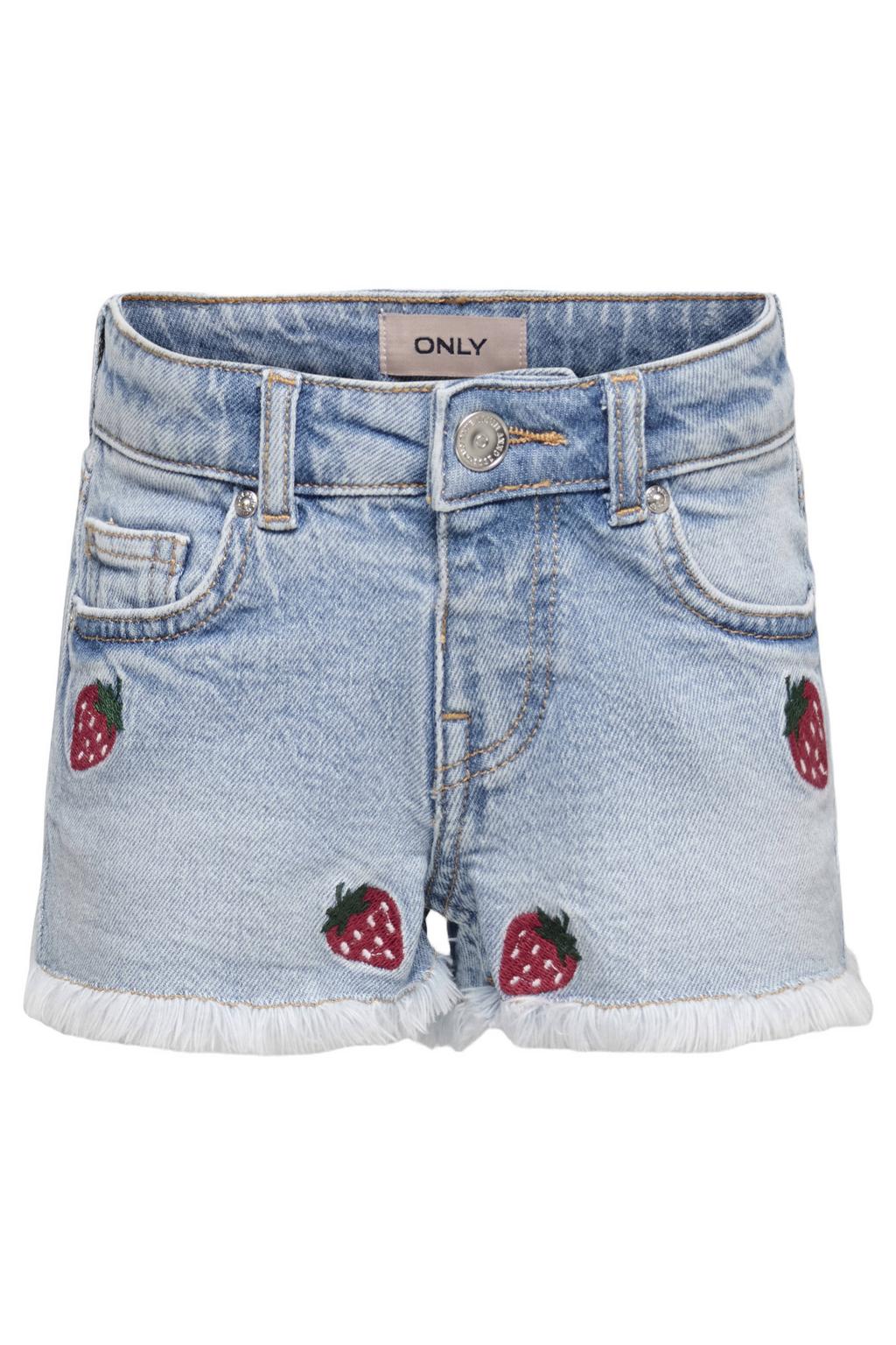 Light blue denim meisjes KIDS ONLY MINI straight regular waist short van denim met drukknoopsluiting