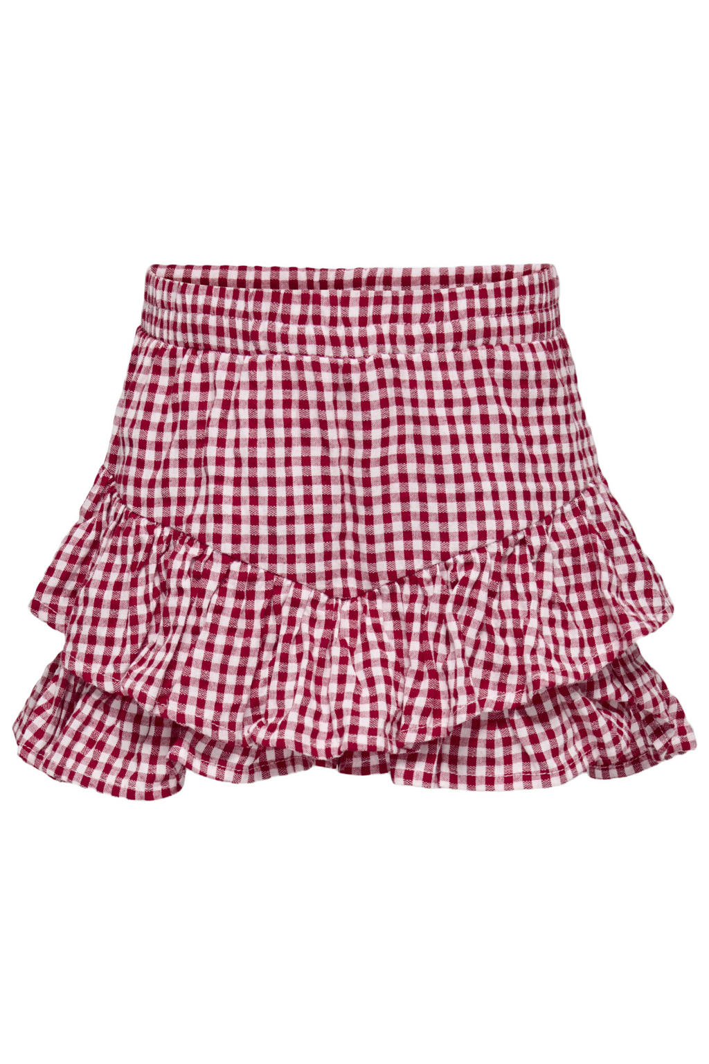 Rode meisjes KIDS ONLY MINI geruite skort gemaakt van katoen en met elastische tailleband