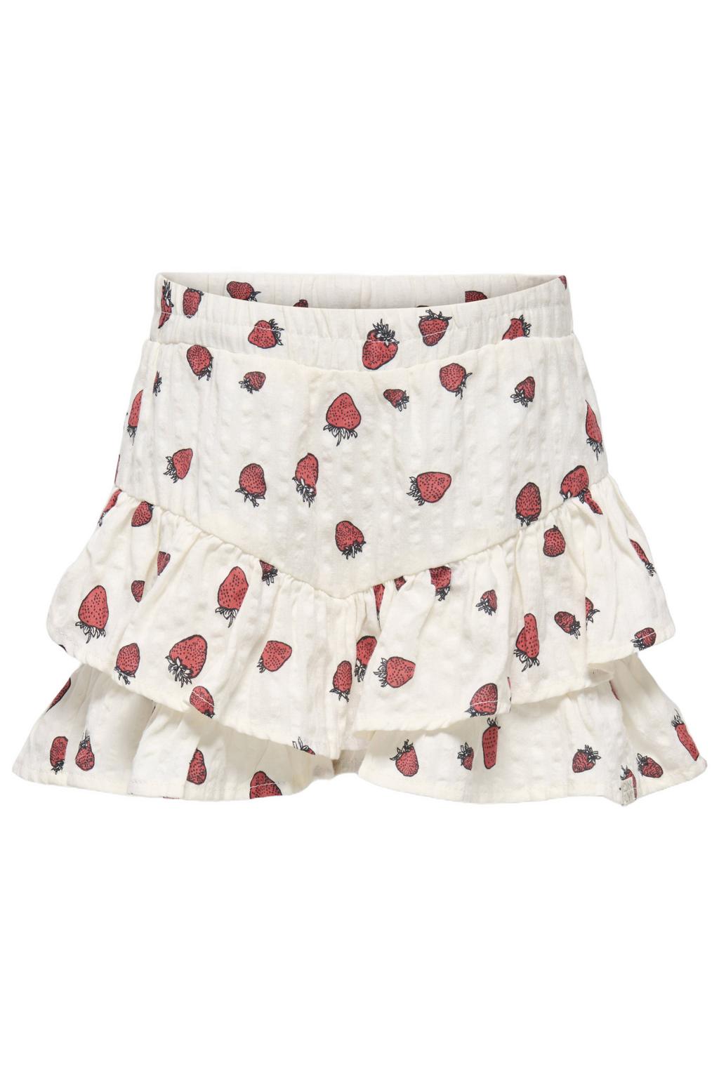 Ecru en rode meisjes KIDS ONLY MINI skort gemaakt van katoen en met elastische tailleband