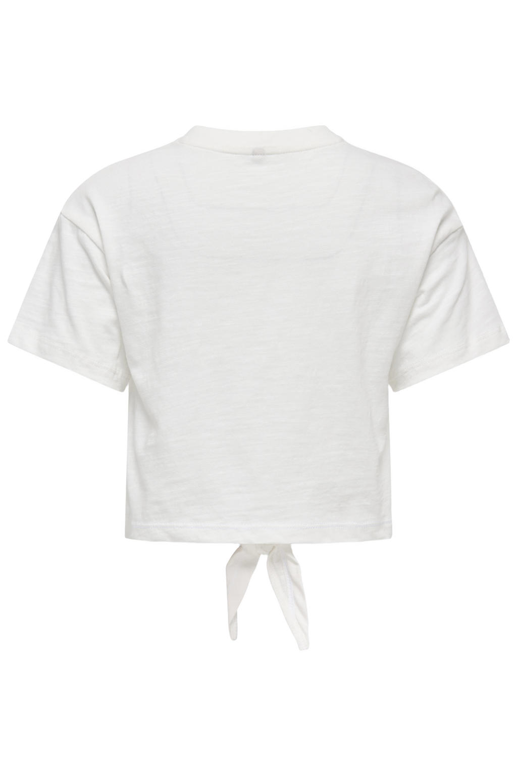 Wit en rode meisjes KIDS ONLY MINI T-shirt van katoen met printopdruk, korte mouwen, ronde hals en knoopdetail