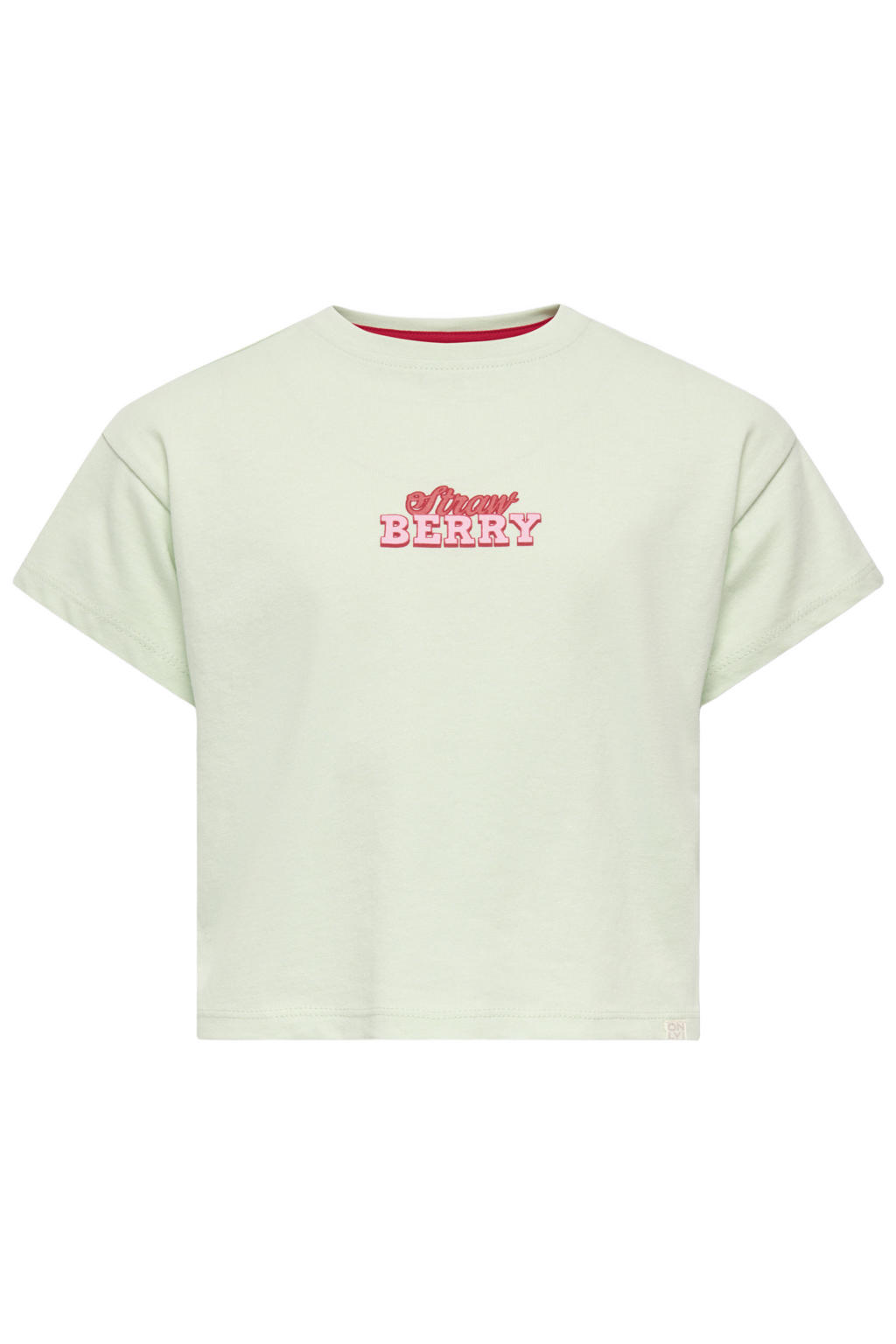 Lichtgroene meisjes KIDS ONLY MINI T-shirt van katoen met backprint, korte mouwen en ronde hals